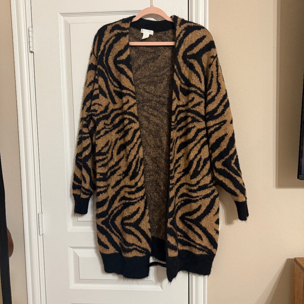 H&M Zebra Print Cardigan Sweater